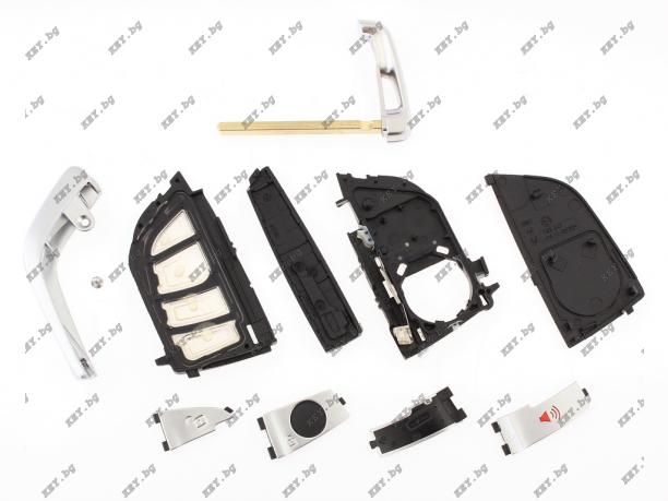 Празна кутийка KEY за смарт ключ на BMW X5 с 4 бутона и авариен ключ